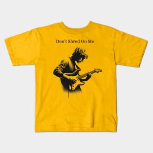 Don't Shred On Me Black Work Minimalist Dot Work Guitar Kids T-Shirt